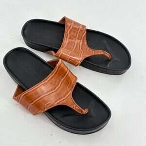 WhoWhatWear Harmony Sandals 7 Brown Tan Croc Slip on NWOT Who What Wear